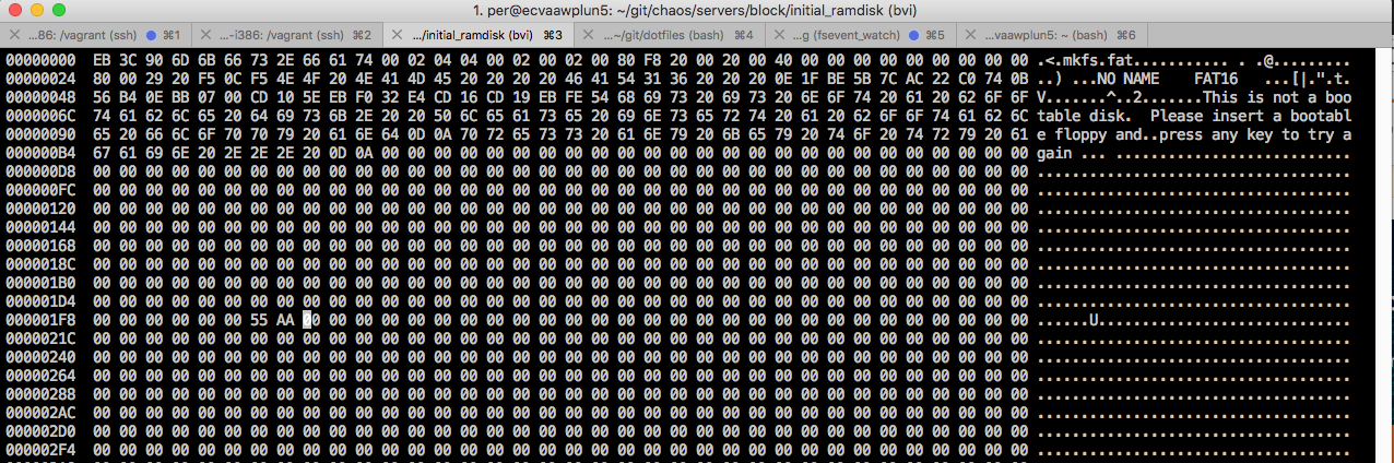 Hexdump of the first sectors of the ramdisk image