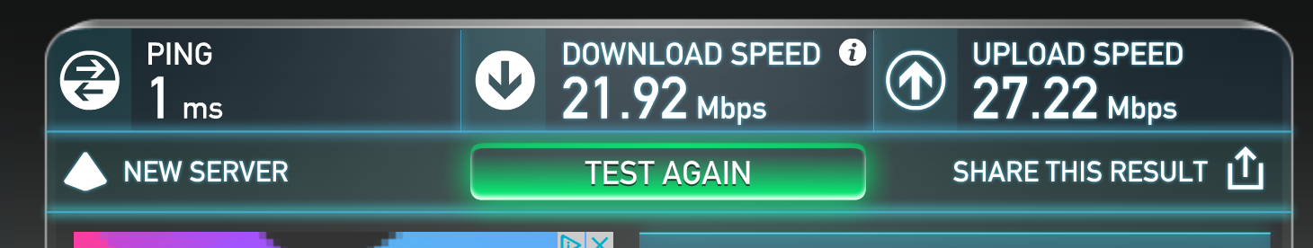 Speedtest with transmitter in house, receiver in playhouse