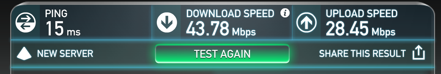 Speedtest with both transmitter and receiver inside house