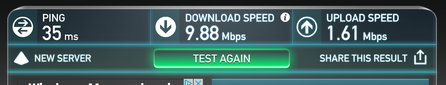 Speedtest very close to the transmitter